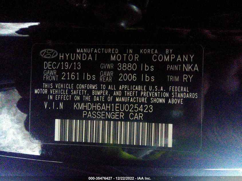 2014 HYUNDAI ELANTRA COUPE - KMHDH6AH1EU025423