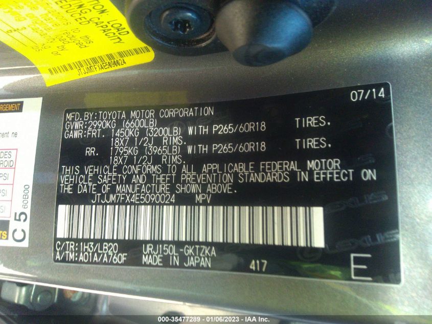 2014 LEXUS GX 460 LUXURY JTJJM7FX4E5090024