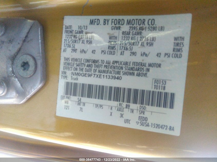 2014 FORD TRANSIT CONNECT WAGON XLT NM0GE9F7XE1133940