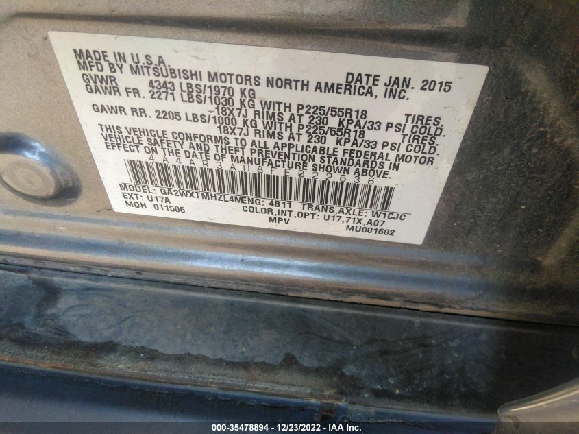 2015 MITSUBISHI OUTLANDER SPORT ES - 4A4AR3AU8FE022636