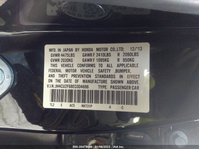 2014 ACURA TSX TECH PKG JH4CU2F68EC004696
