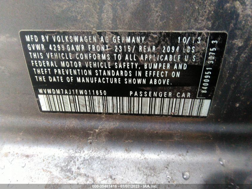2014 VOLKSWAGEN GOLF TDI - WVWDM7AJ1EW011650