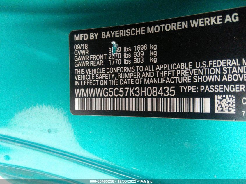 2019 MINI CONVERTIBLE COOPER WMWWG5C57K3H08435