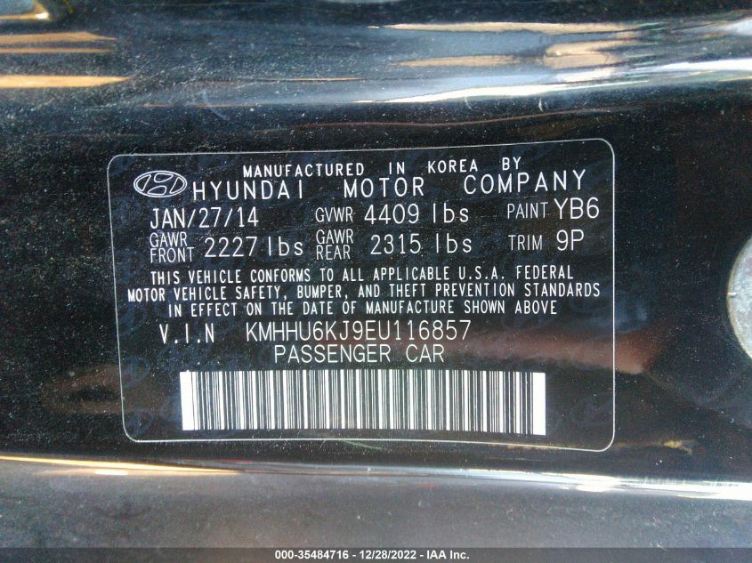 2014 HYUNDAI GENESIS COUPE 3.8 ULTIMATE KMHHU6KJ9EU116857