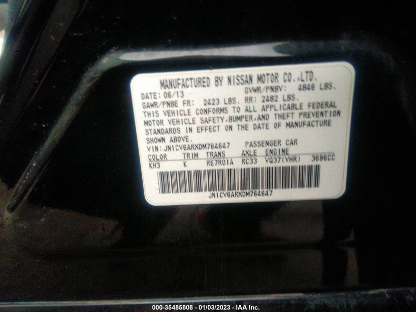 2013 INFINITI G37X - JN1CV6ARXDM764647