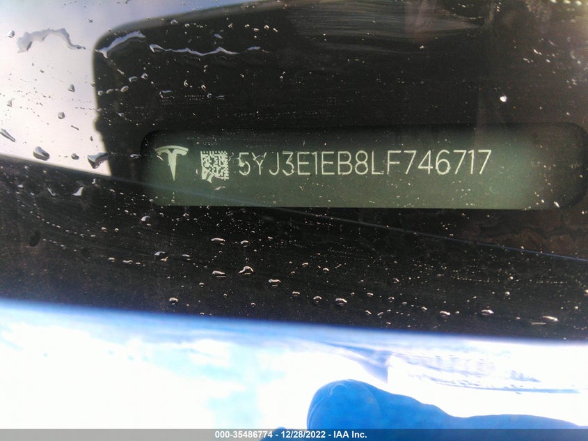 VIN 5YJ3E1EB8LF746717 2020 TESLA MODEL 3 LONG RANGE