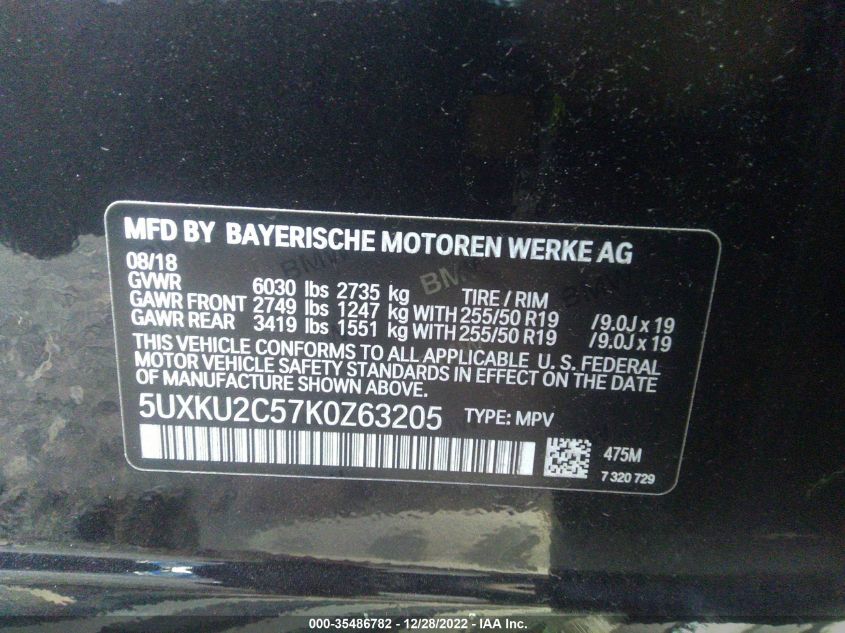 5UXKU2C57K0Z63205 2019 BMW X6, photo no. 9