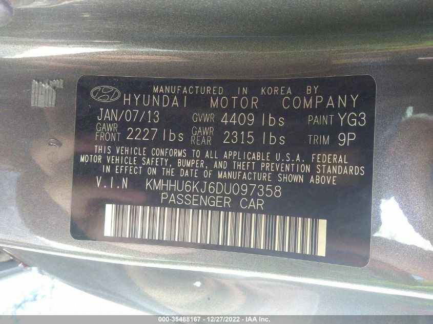 2013 HYUNDAI GENESIS COUPE 3.8 GRAND TOURING KMHHU6KJ6DU097358