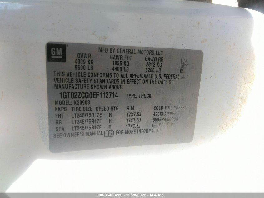 2014 GMC SIERRA 2500HD WORK TRUCK 1GT02ZCG0EF112714