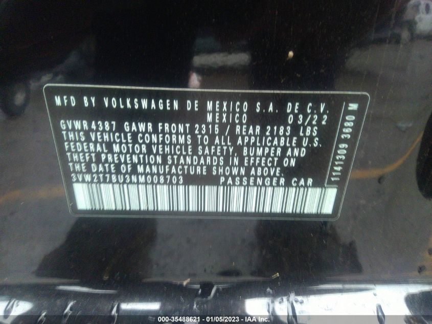 2022 VOLKSWAGEN JETTA GLI AUTOBAHN - 3VW2T7BU3NM008703