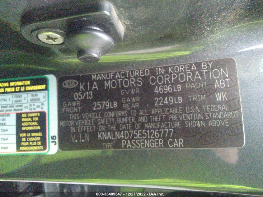2014 KIA CADENZA PREMIUM KNALN4D75E5126777