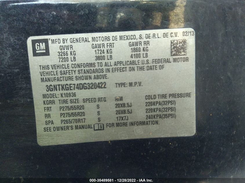 2013 CHEVROLET AVALANCHE LTZ - 3GNTKGE74DG320422