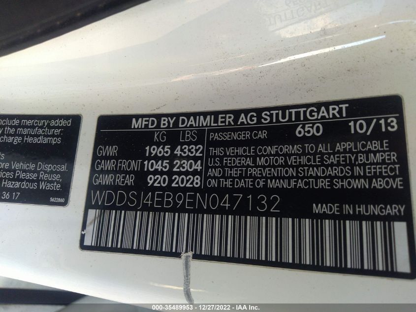 2014 MERCEDES-BENZ CLA-CLASS CLA 250 - WDDSJ4EB9EN047132