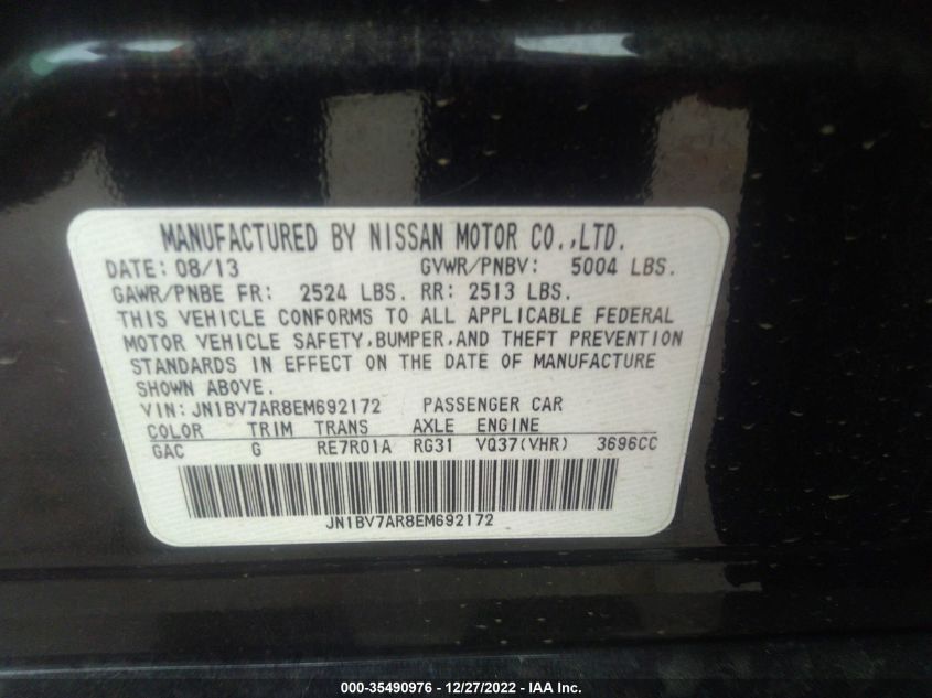 2014 INFINITI Q50 PREMIUM - JN1BV7AR8EM692172