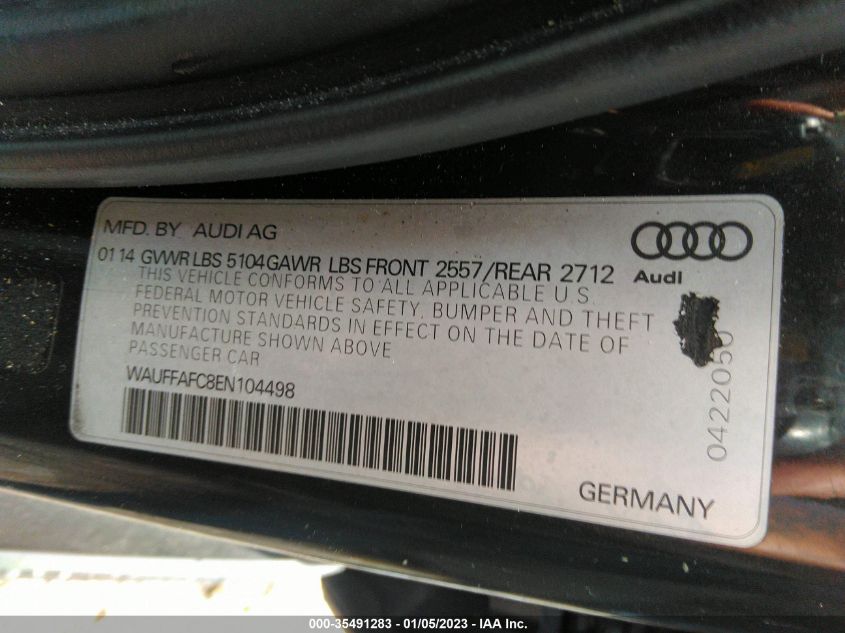 2014 AUDI A6 2.0T PREMIUM - WAUFFAFC8EN104498
