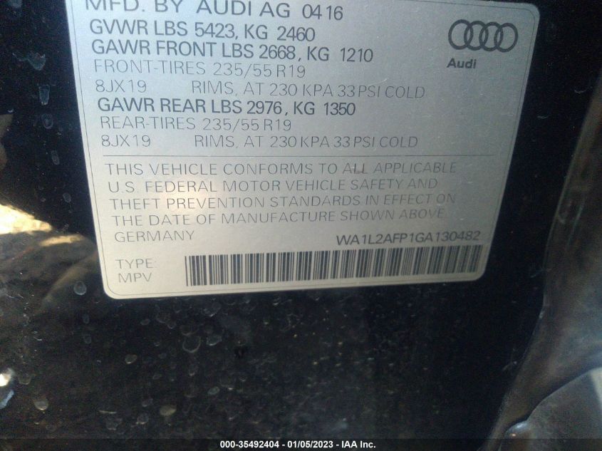 2016 AUDI Q5 PREMIUM PLUS - WA1L2AFP1GA130482