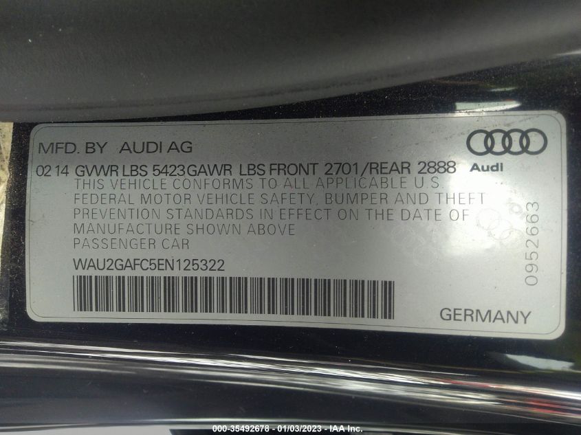 2014 AUDI A7 3.0 PRESTIGE WAU2GAFC5EN125322
