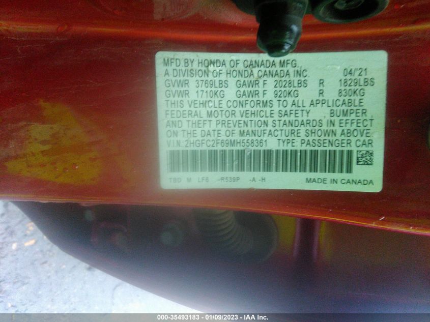 2021 HONDA CIVIC SEDAN LX 2HGFC2F69MH558361