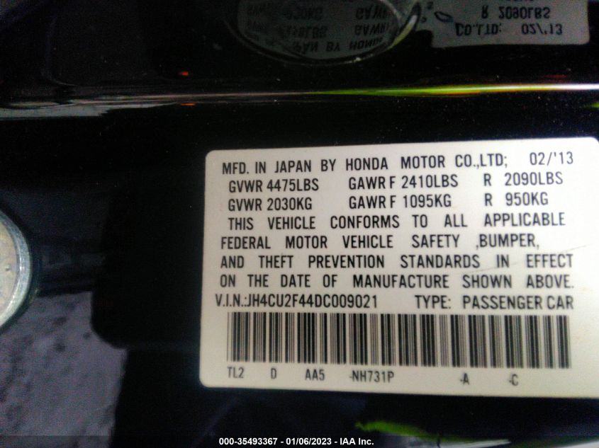 2013 ACURA TSX JH4CU2F44DC009021
