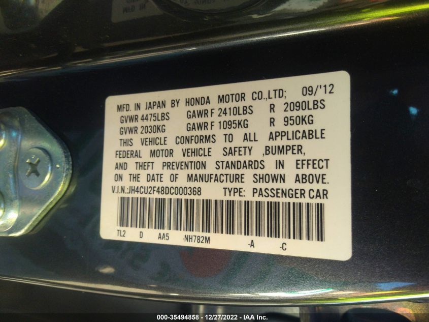 2013 ACURA TSX JH4CU2F48DC000368