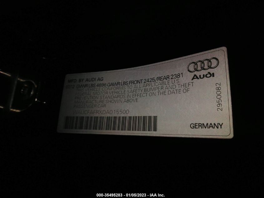 2013 AUDI A5 PREMIUM WAUCFAFRXDA015500