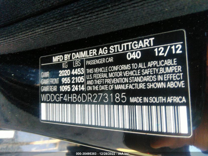 2013 MERCEDES-BENZ C-CLASS C 250 WDDGF4HB6DR273185