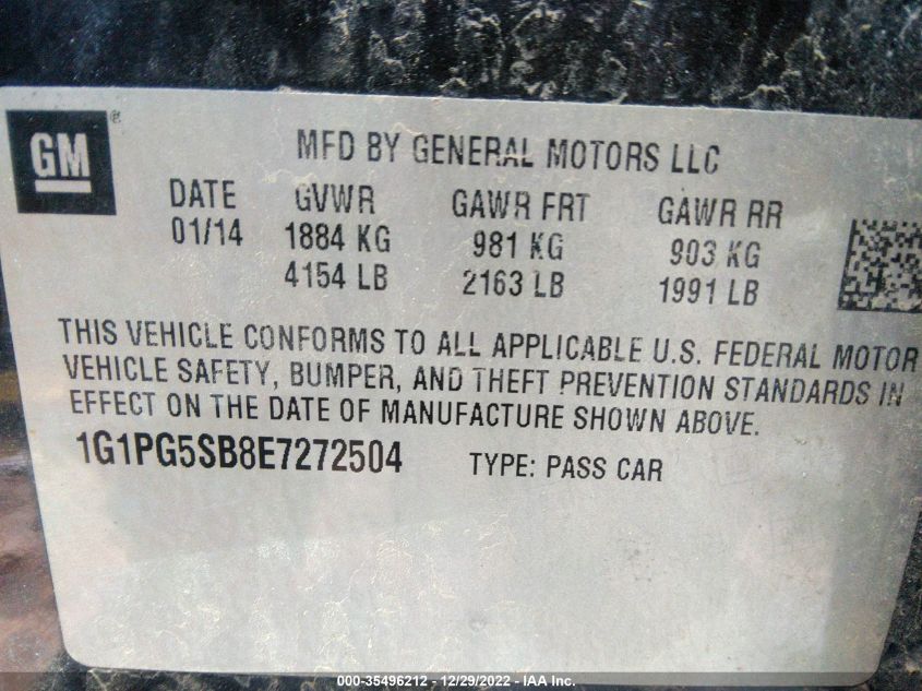 2014 CHEVROLET CRUZE LTZ - 1G1PG5SB8E7272504