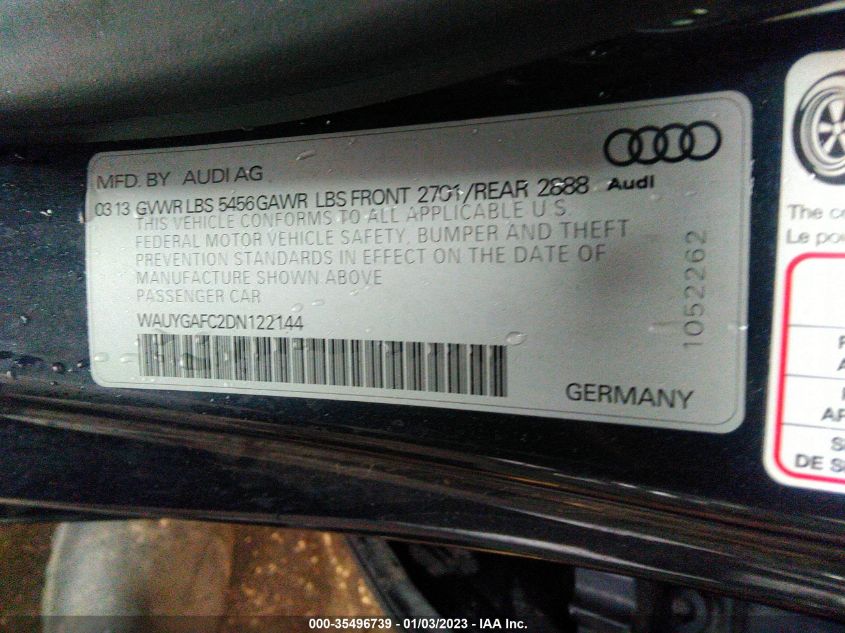 2013 AUDI A7 3.0T PREMIUM WAUYGAFC2DN122144