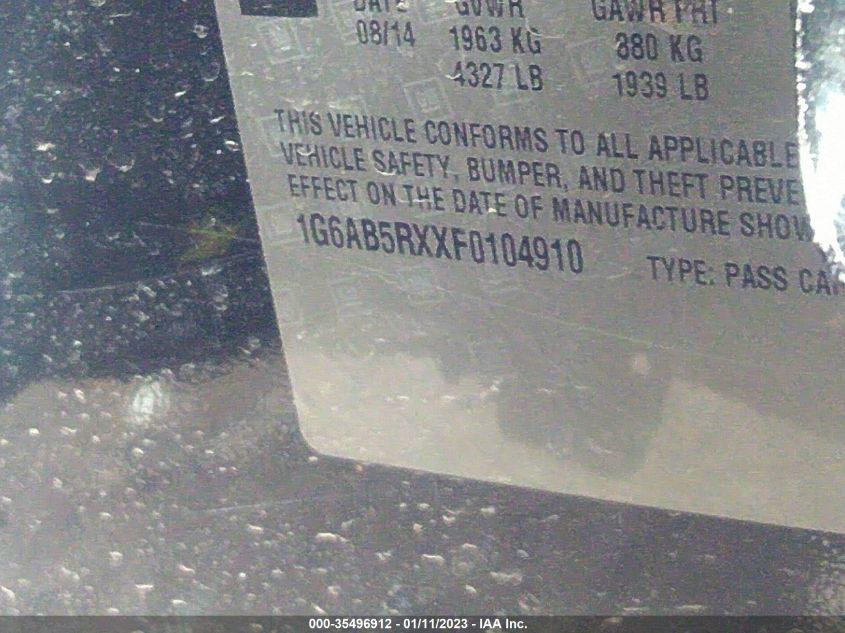 2015 CADILLAC ATS SEDAN LUXURY RWD 1G6AB5RXXF0104910