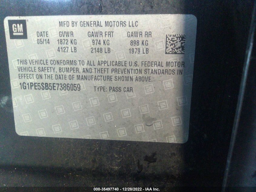 2014 CHEVROLET CRUZE 2LT - 1G1PE5SB5E7386059