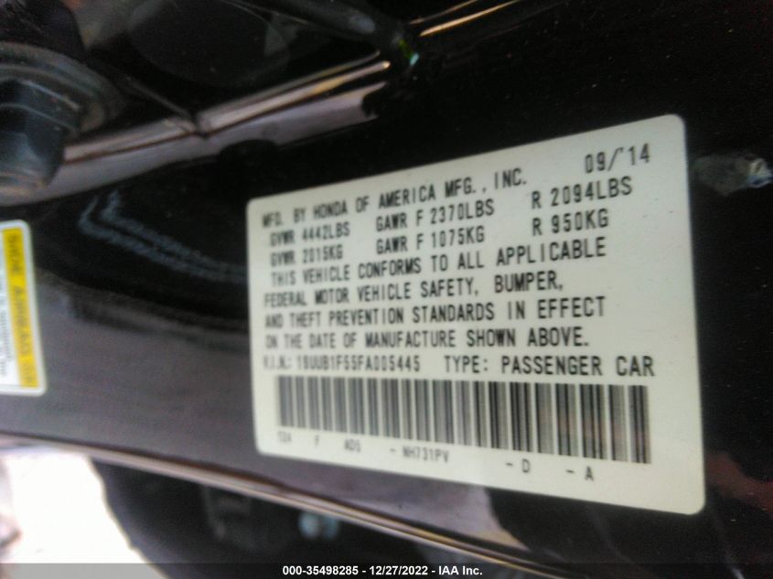 2015 ACURA TLX TECH - 19UUB1F55FA005445