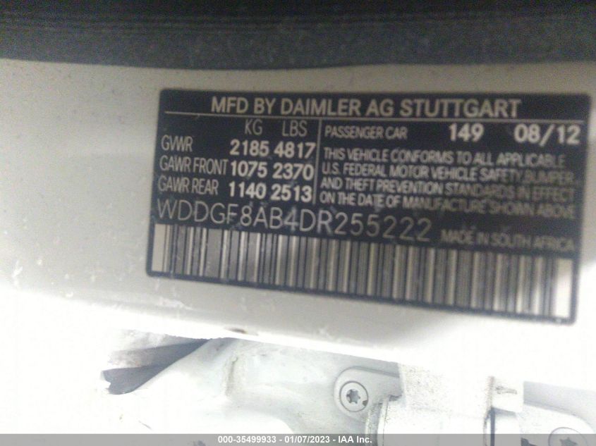 2013 MERCEDES-BENZ C-CLASS C 300 - WDDGF8AB4DR255222