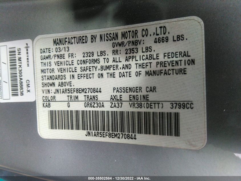 2014 NISSAN GT-R PREMIUM JN1AR5EF8EM270844