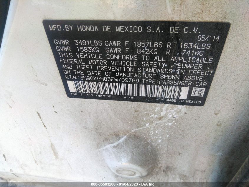 2015 HONDA FIT EX-L/EX - 3HGGK5H83FM709769