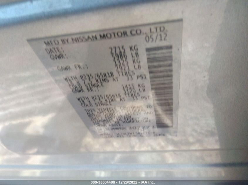 2013 INFINITI JX - 5N1AL0MM9DC307773