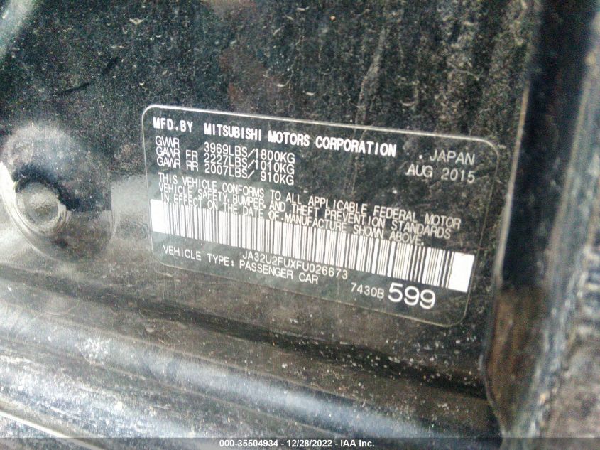 2015 MITSUBISHI LANCER ES JA32U2FUXFU026673