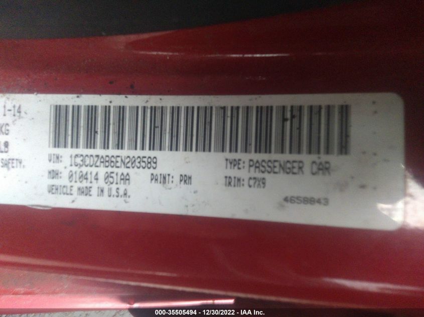 2014 DODGE AVENGER SE 1C3CDZAB6EN203589