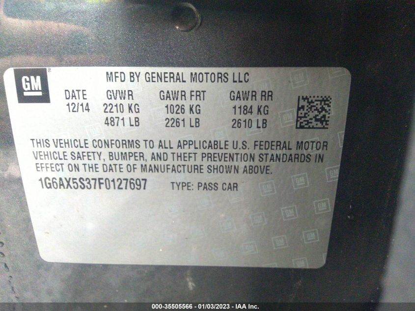 2015 CADILLAC CTS LUXURY - 1G6AX5S37F0127697