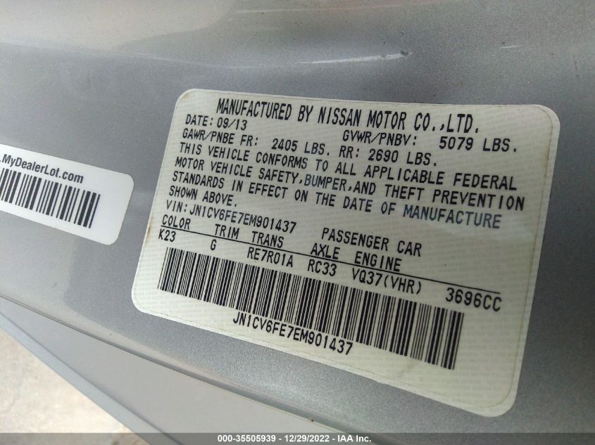 2014 INFINITI Q60 CONVERTIBLE JN1CV6FE7EM901437