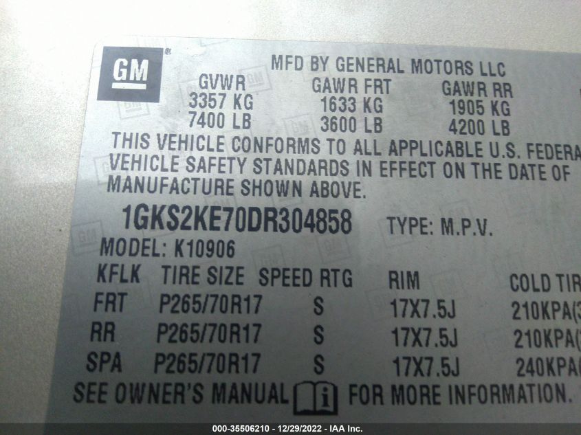2013 GMC YUKON XL SLT 1GKS2KE70DR304858