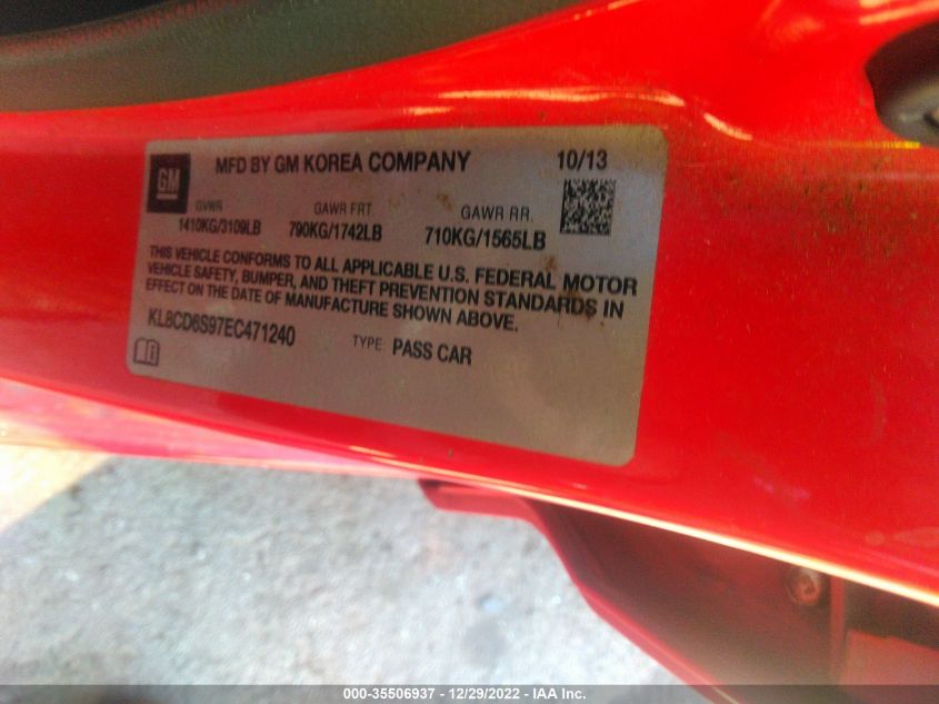 2014 CHEVROLET SPARK LT - KL8CD6S97EC471240
