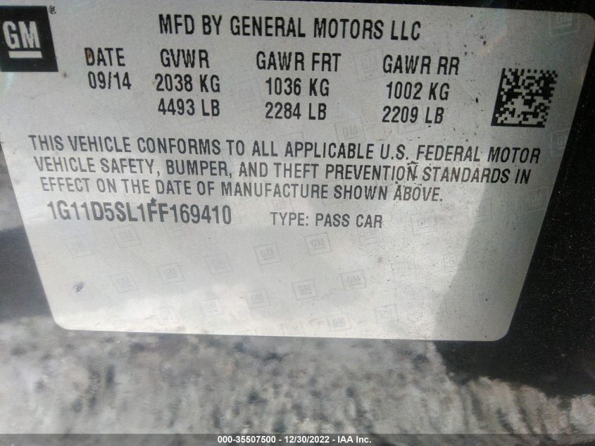 2015 CHEVROLET MALIBU LT - 1G11D5SL1FF169410