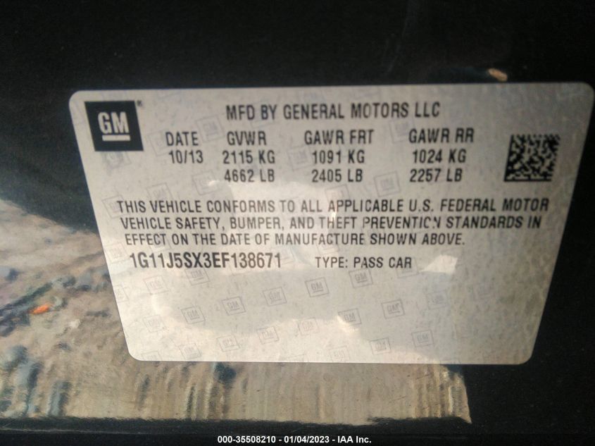 2014 CHEVROLET MALIBU LTZ - 1G11J5SX3EF138671