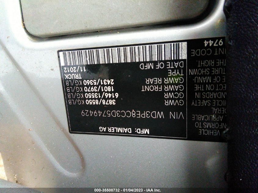 2013 MERCEDES-BENZ SPRINTER CARGO VANS WD3PE8CC3D5749429