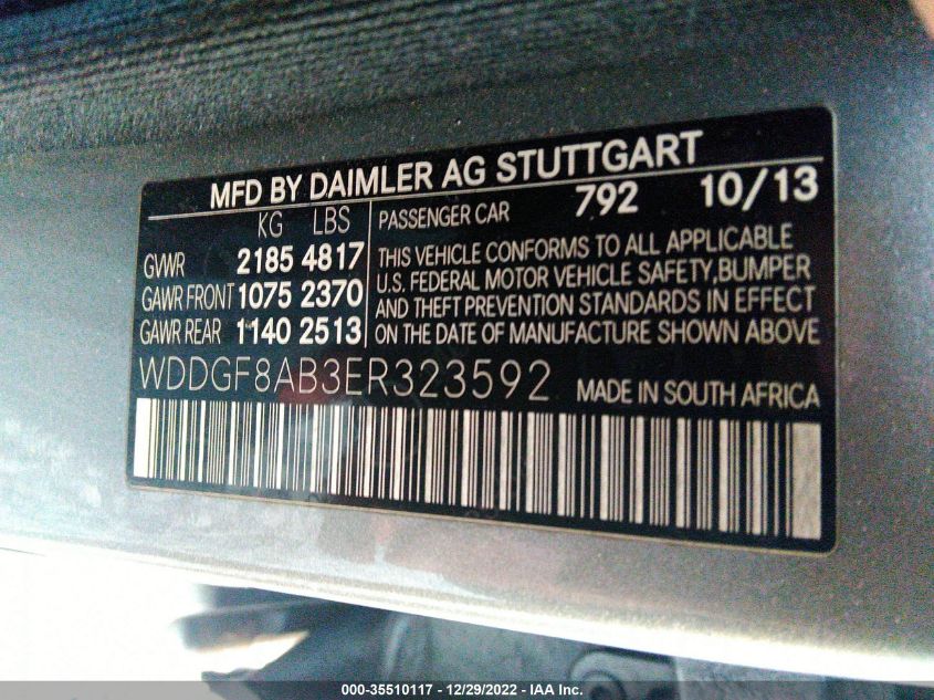 2014 MERCEDES-BENZ C-CLASS C 300 - WDDGF8AB3ER323592