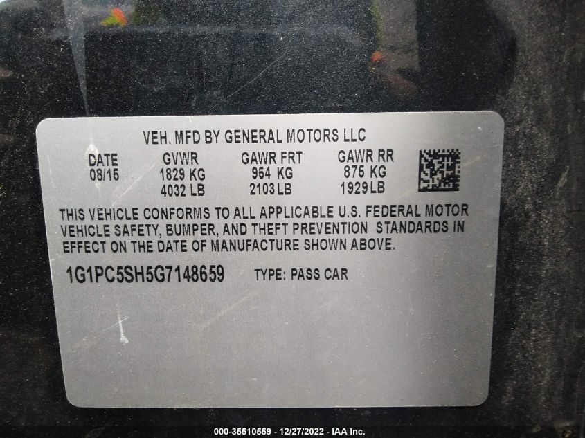 2016 CHEVROLET CRUZE LIMITED LS 1G1PC5SH5G7148659