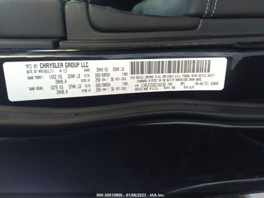 2014 JEEP GRAND CHEROKEE OVERLAND 1C4RJFCG3EC162162