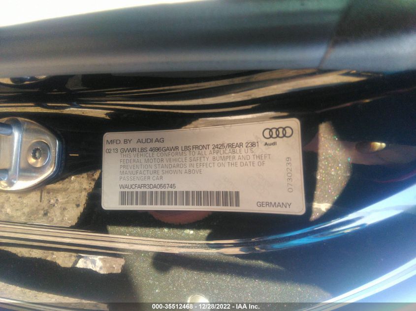 2013 AUDI A5 PREMIUM WAUCFAFR3DA056745