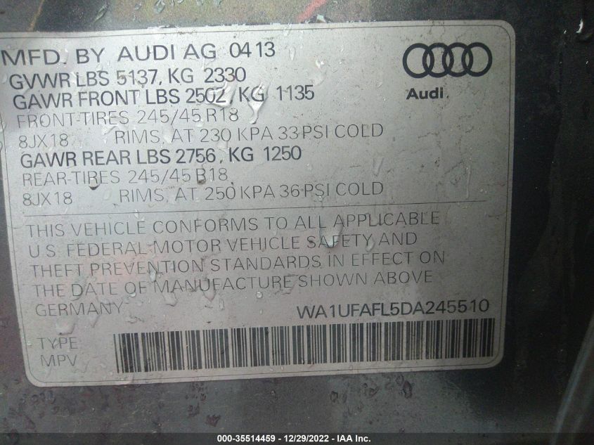 2013 AUDI ALLROAD PREMIUM PLUS WA1UFAFL5DA245510