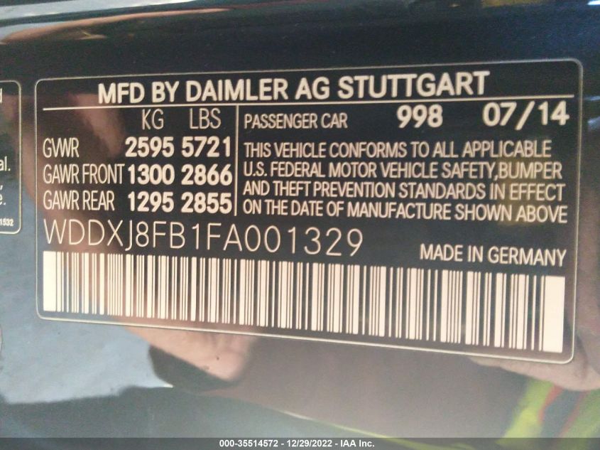2015 MERCEDES-BENZ S-CLASS S 550 - WDDXJ8FB1FA001329